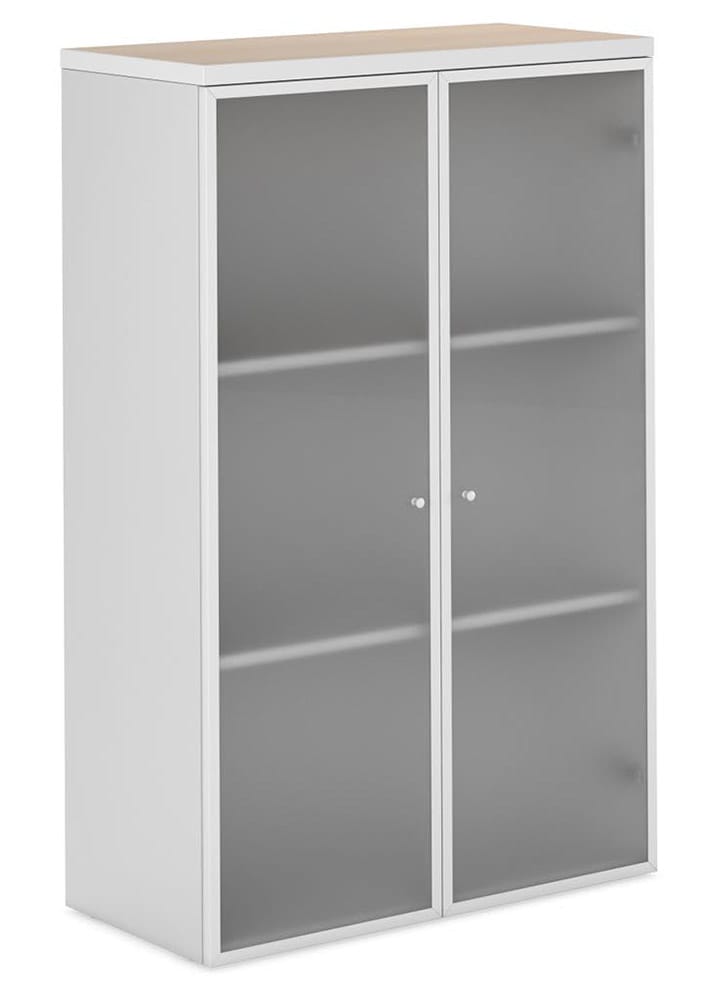 Шкаф с алюминиевыми стеклянными дверьми FLASH WHITE