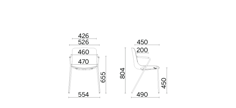 Стул Milos Elle 4-leg with armrests