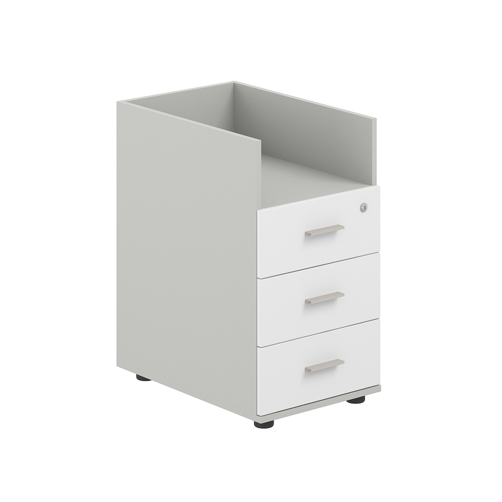 Тумба приставная 400х600х725 с 3 ящ.(метаб) и нишей, с замком без топа SG.511.SH.WH.M