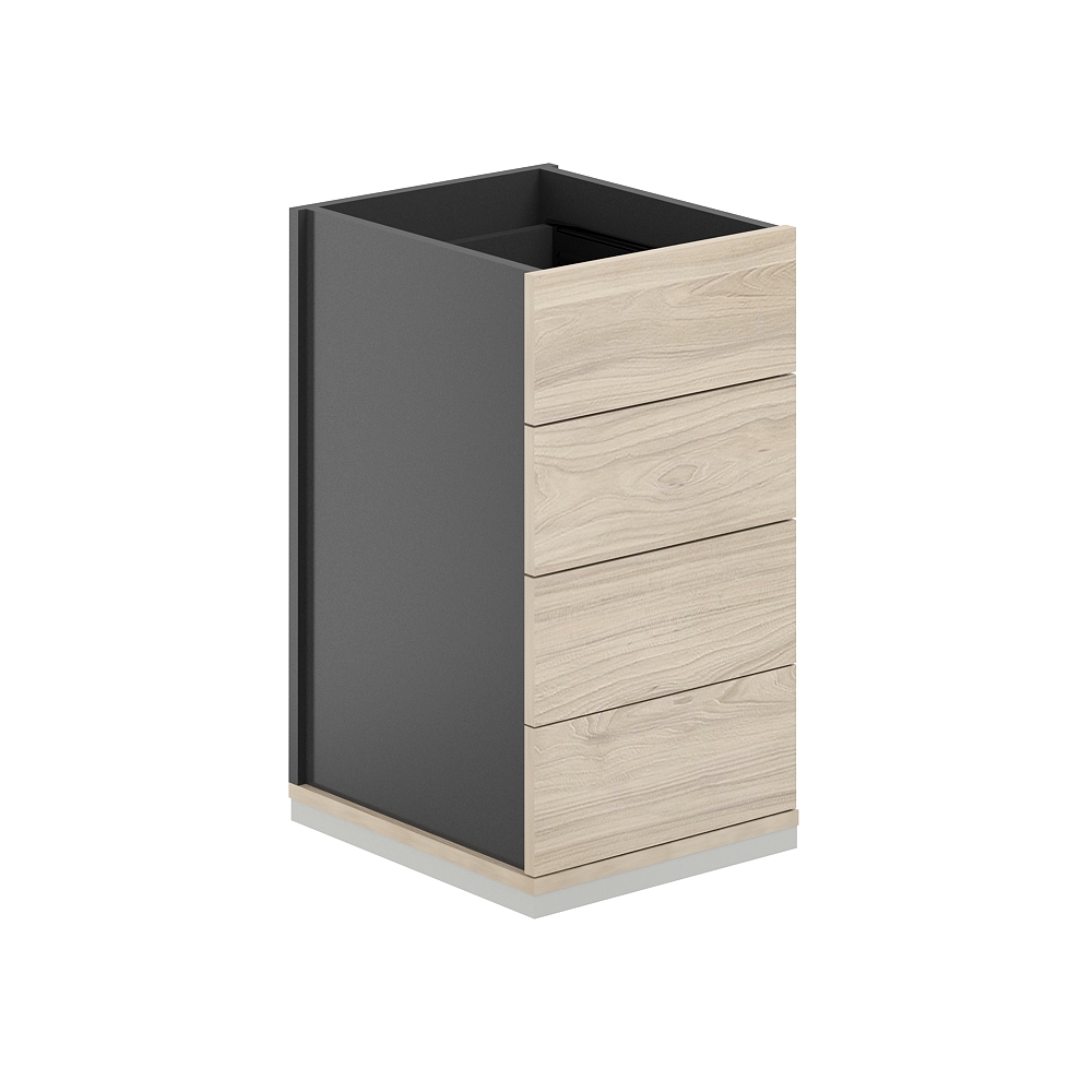 Тумба приставная 400х600х725 4 ящ. метаб., с замком, без топа AG.282.AN.AR.AR