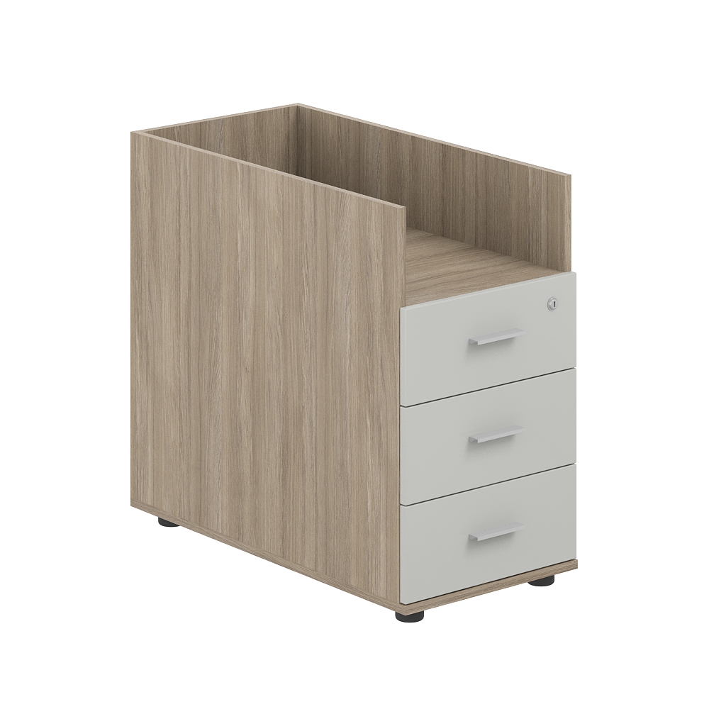 Тумба приставная 400х800х725 с 3 ящ.(метаб) и нишей, с замком без топа SG.513.OD.SH.M