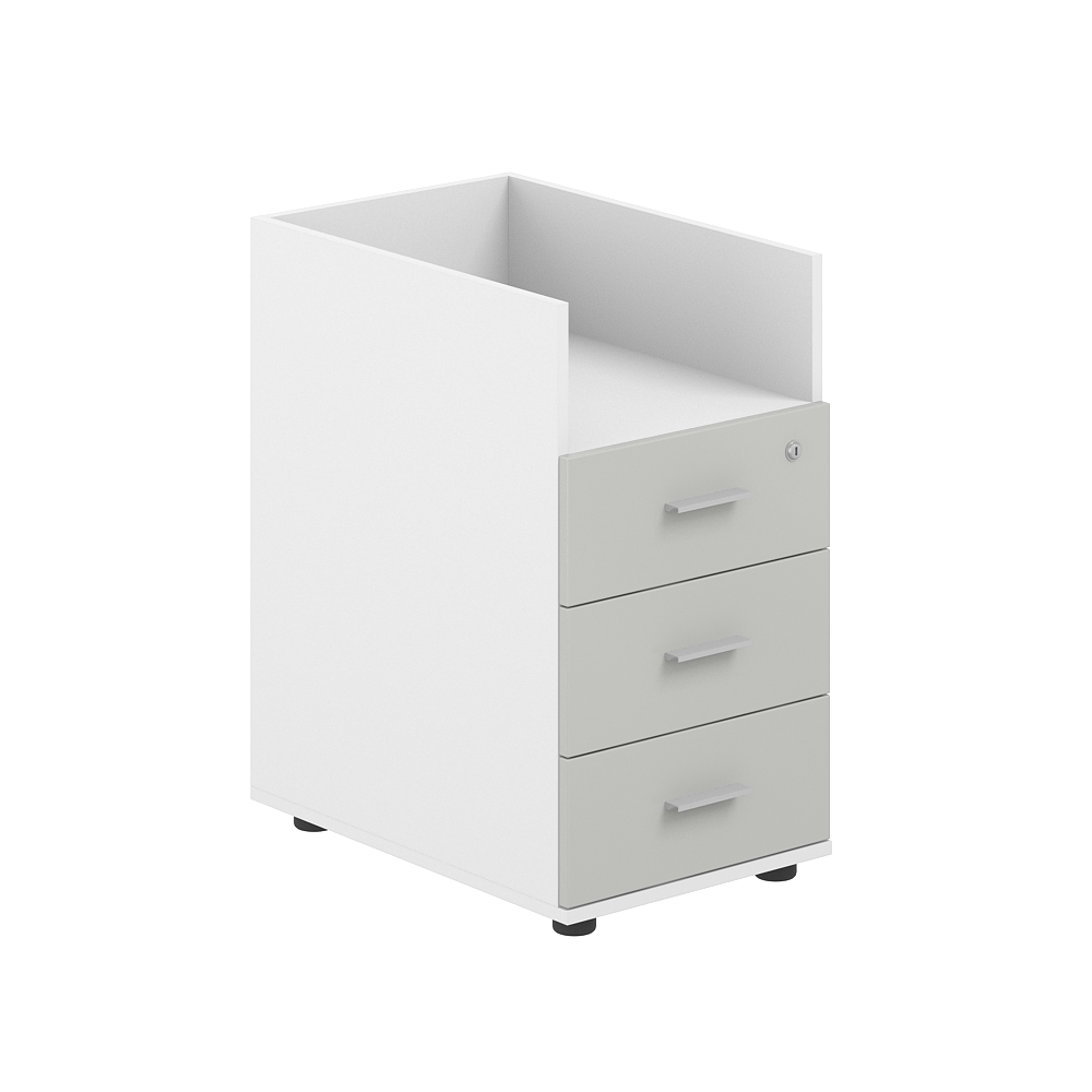 Тумба приставная 400х600х725 с 3 ящ.(метаб) и нишей, с замком без топа SG.511.WH.SH.M