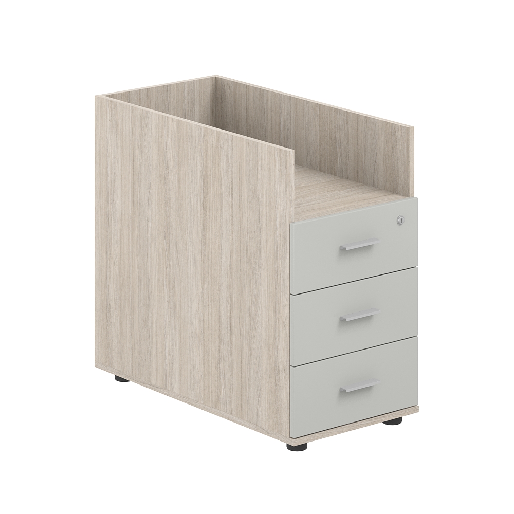 Тумба приставная 400х800х725 с 3 ящ.(метаб) и нишей, с замком без топа SG.513.OL.SH.M