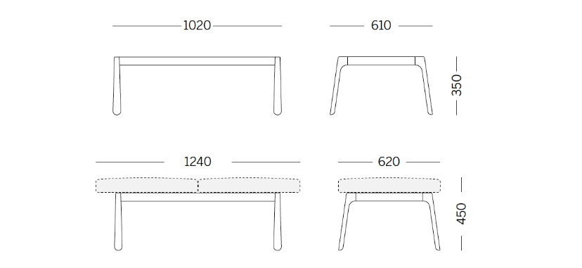 Банкетка Drop 2 units module - bench