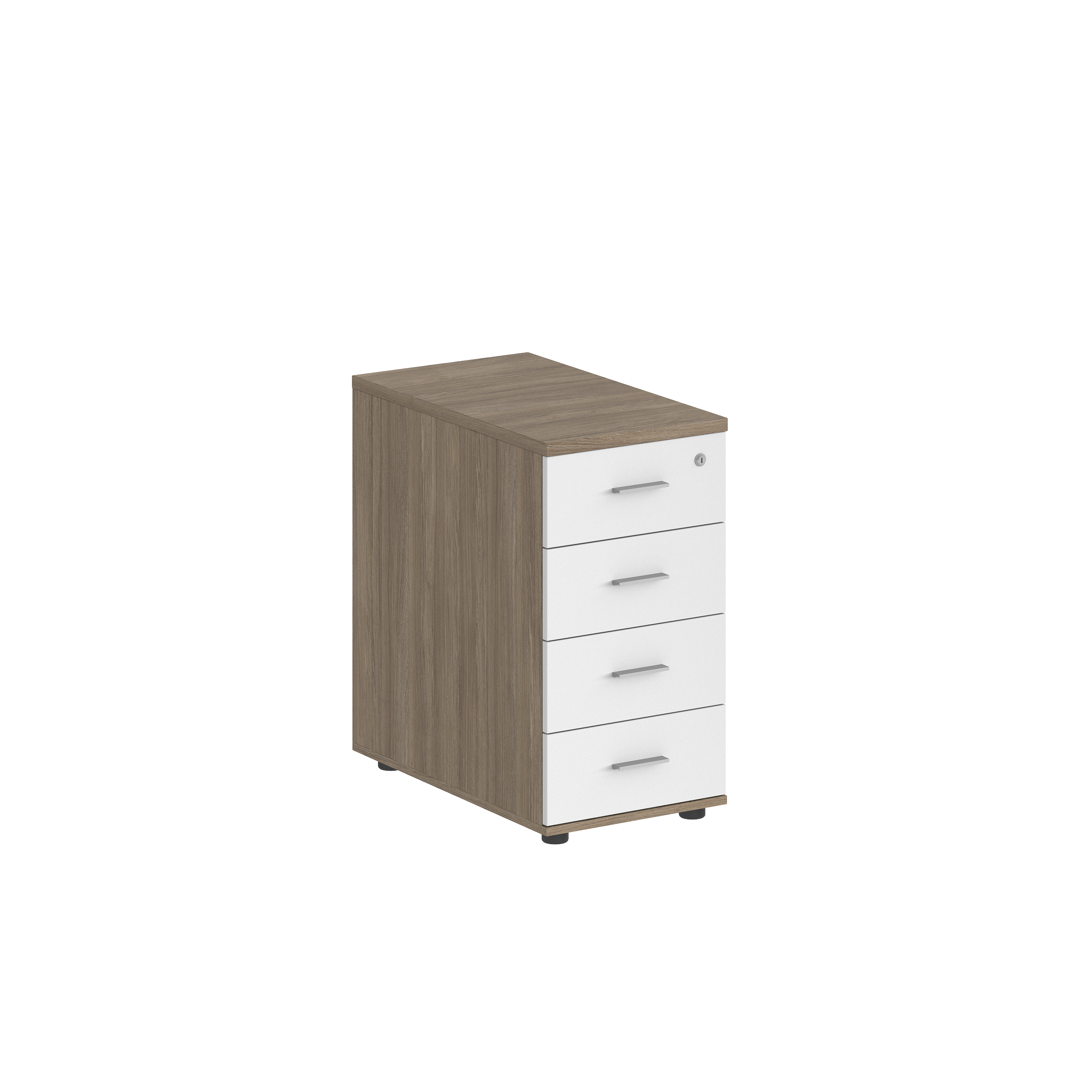 Тумба приставная 400х700х725 с 4 ящ.(метаб), с замком без топа SG.522.OD.WH.M