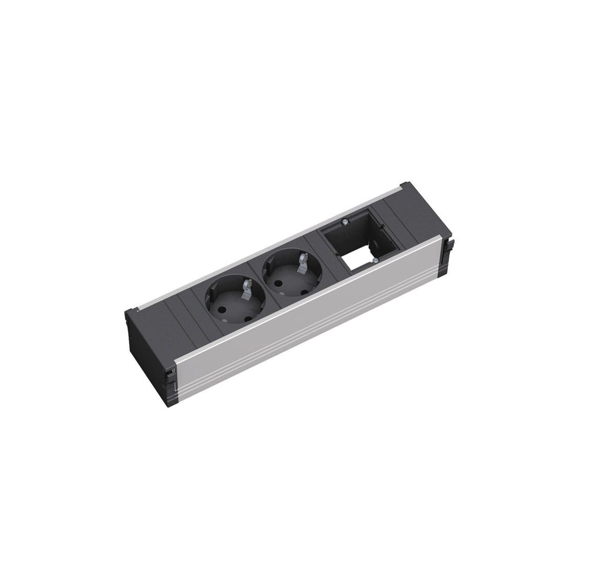 POWER FRAME 1schuko +2 custom СЕРО-ЧЕРНЫЙ