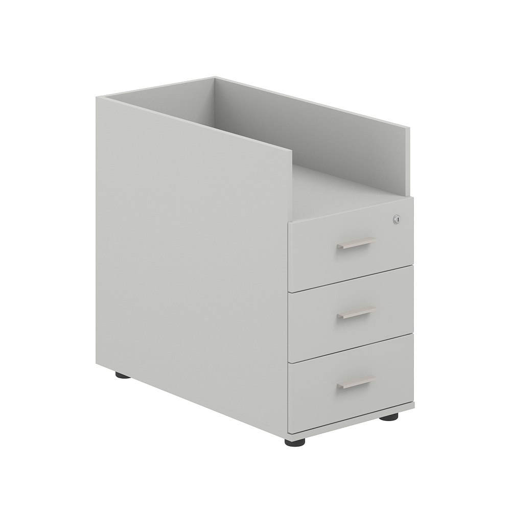 Тумба приставная 400х800х725 с 3 ящ. и нишей, с замком без топа SG.513.SH.SH