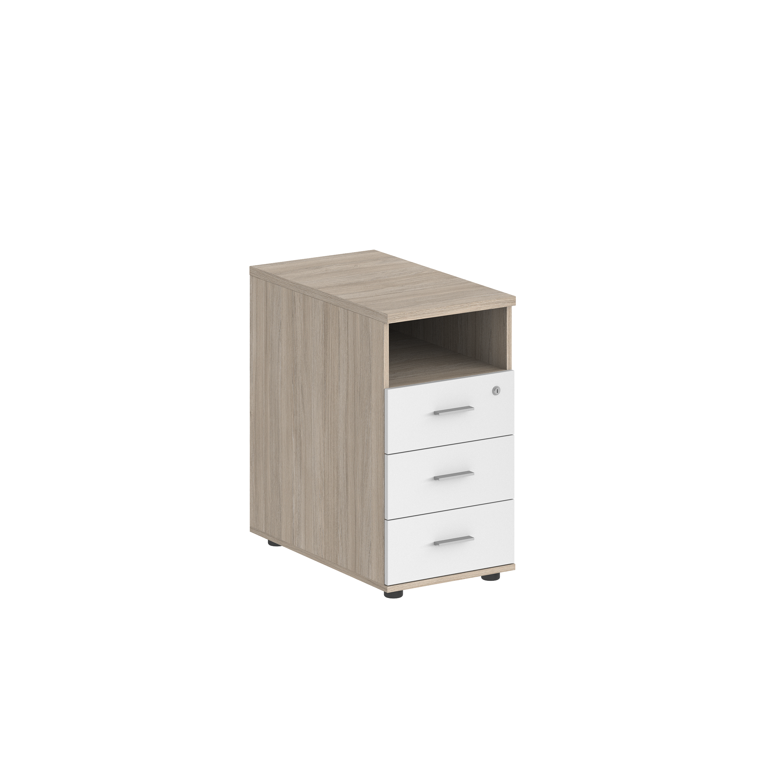 Тумба приставная 400х800х725 с 3 ящ. и нишей, с замком без топа SG.513.OL.WH