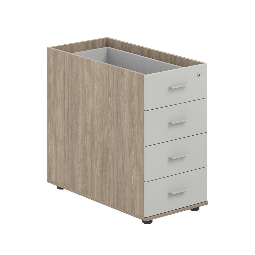 Тумба приставная 400х800х725 с 4 ящ.(метаб), с замком без топа SG.523.OD.SH.M