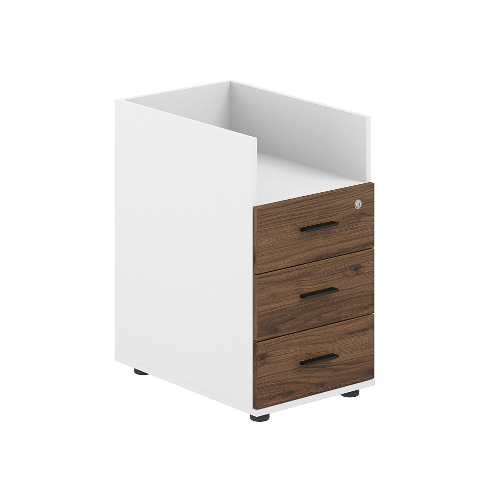 Тумба приставная 400х600х725 с 3 ящ. и нишей, с замком без топа SG.511.WH.DM