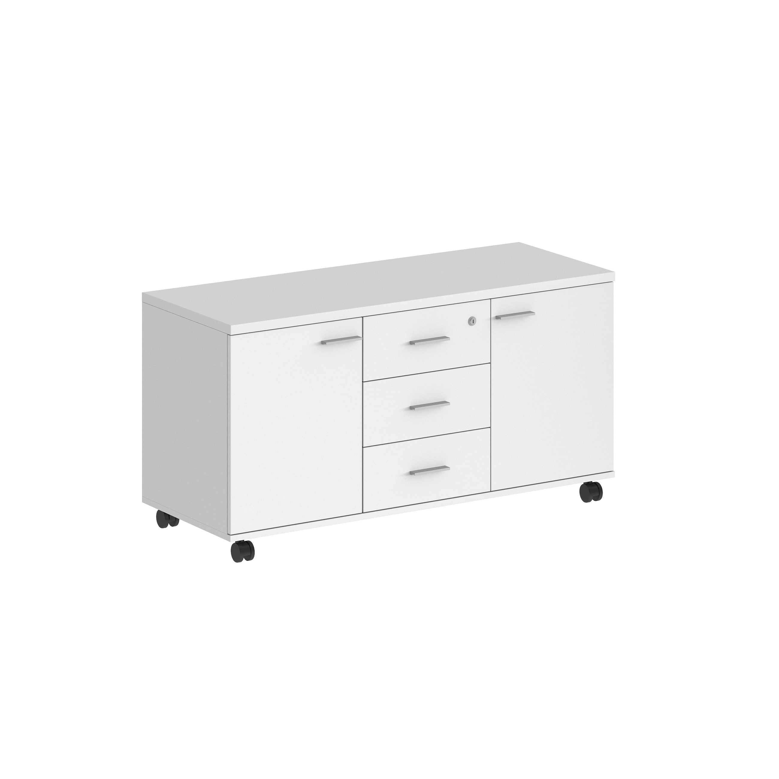 Тумба сервисная с 3 ящ. 1204х460х619, с замком, 2 фасадами SG.621.WH.WH