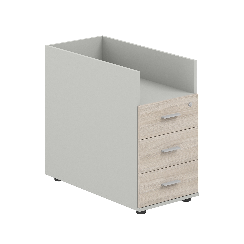 Тумба приставная 400х800х725 с 3 ящ.(метаб) и нишей, с замком без топа SG.513.SH.OL.M