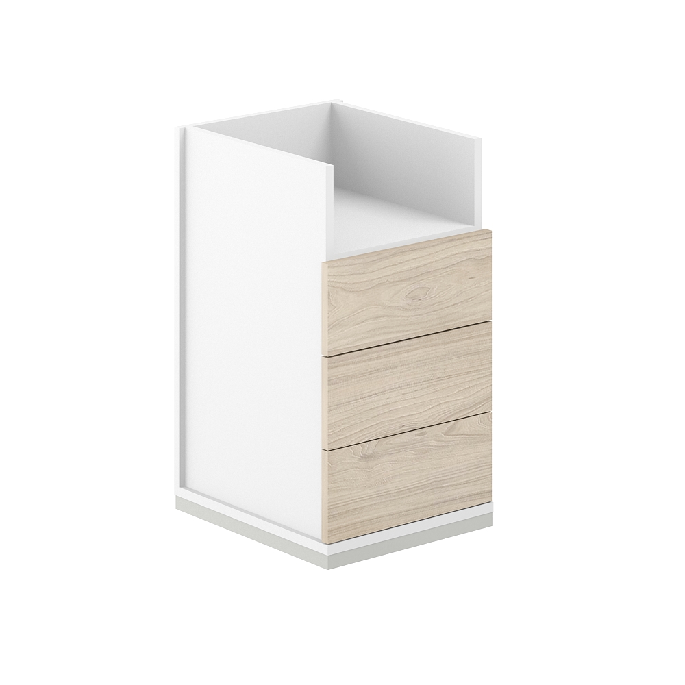 Тумба приставная 400х600х725 3 ящ. ЛДСП+ниша, с замком, без топа AG.283.WH.WH.AR