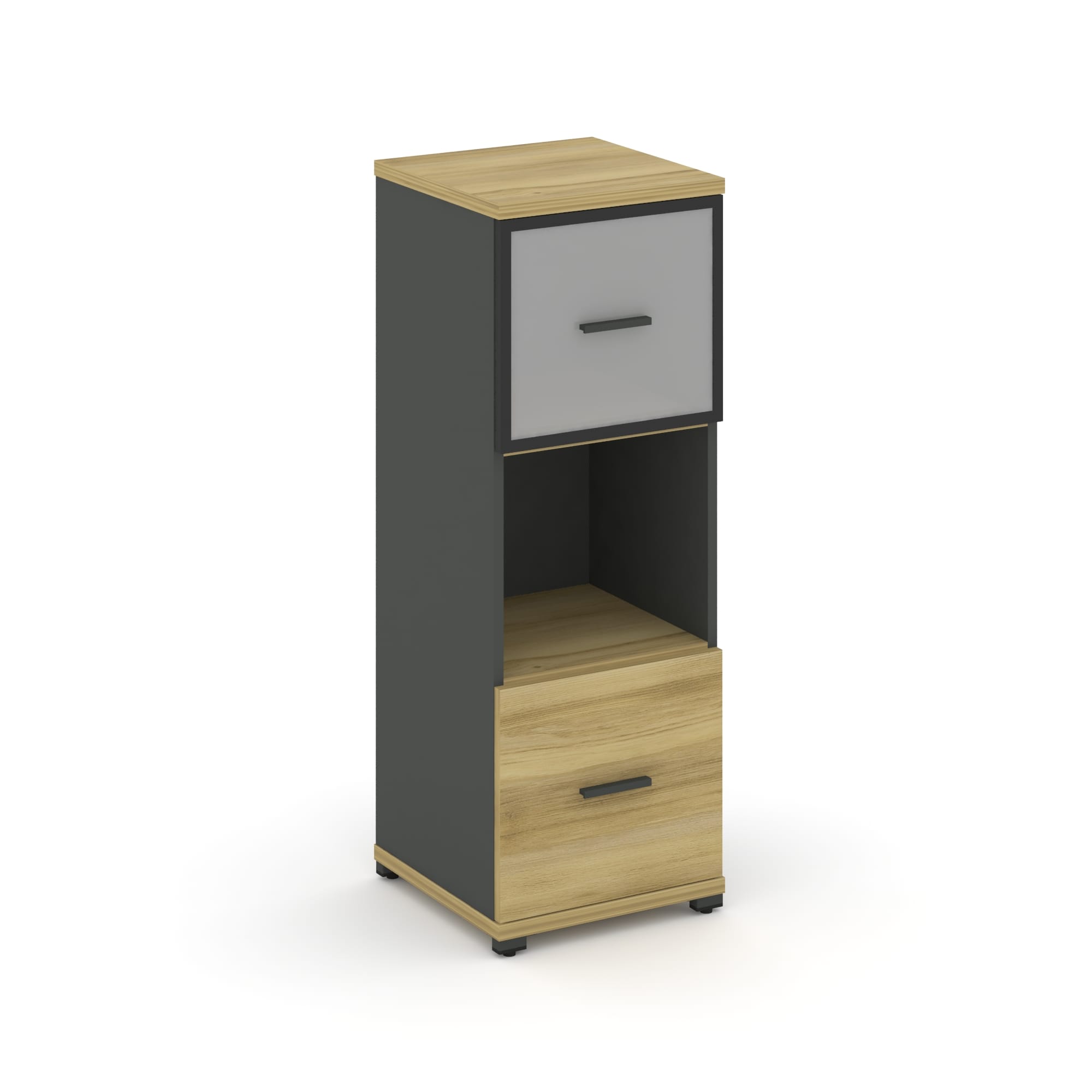 Concept Шкаф 1 узкая секция, 3 ниши CN.STU-315 RMB A Дуб Винченцо/Антрацит/Металл Антрацит/Сатин 420