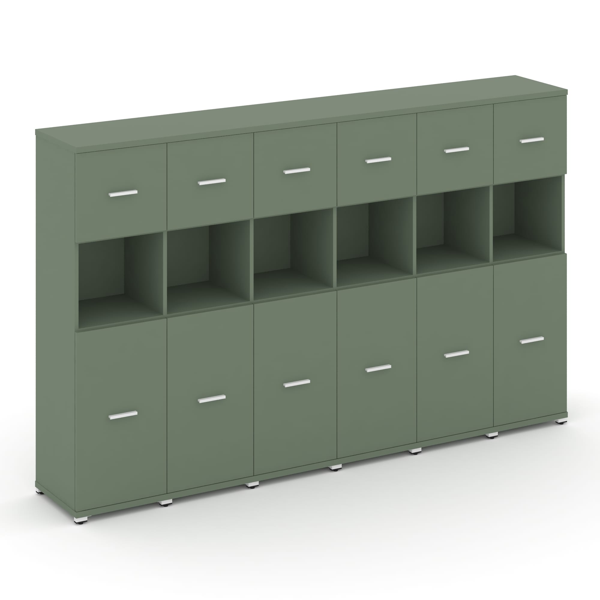 Concept Шкаф 6 узких секций, 4 ниши CN.STU-465 W Кобо/Металл Белый 2500*420*1554