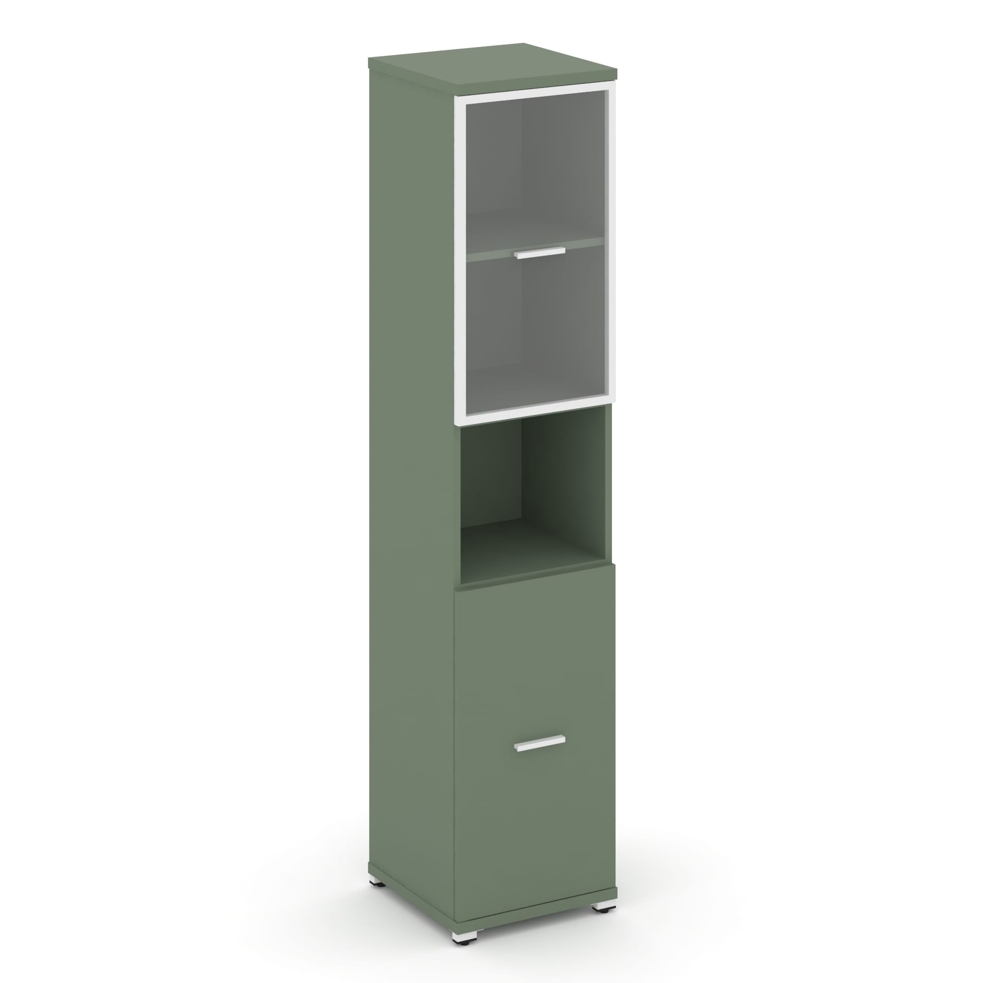 Concept Шкаф 1 узкая секция, 5 ниш CN.STU-513 RPW W Кобо/Металл Белый/Прозрачный 420*420*1922