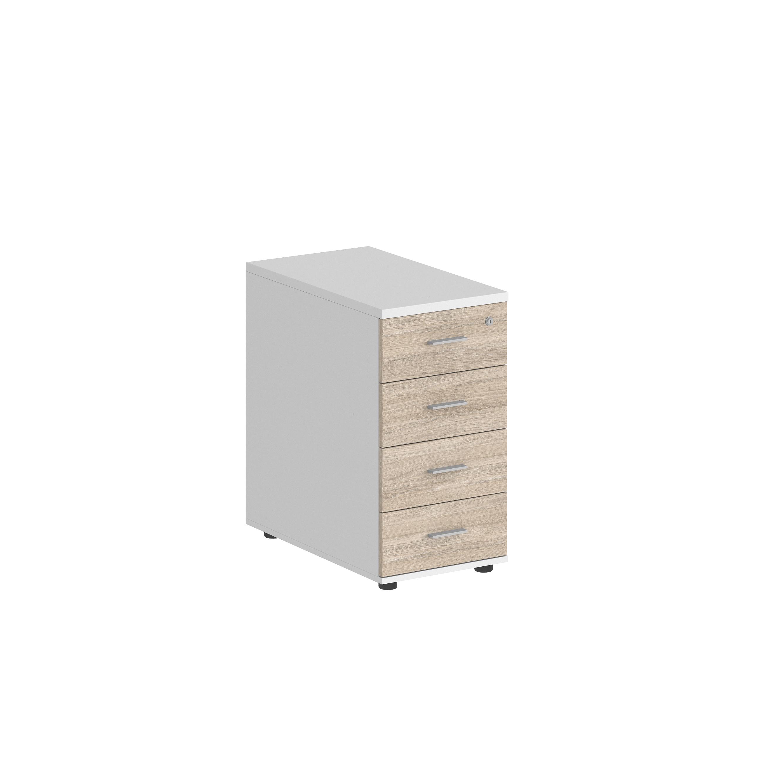 Тумба приставная 400х700х725 с 4 ящ.(метаб), с замком без топа SG.522.WH.OL.M