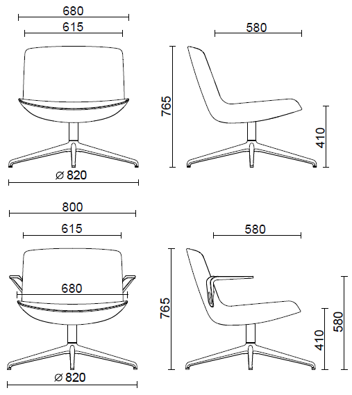 Мягкое кресло Milos Lounge Armchair on 4-star base