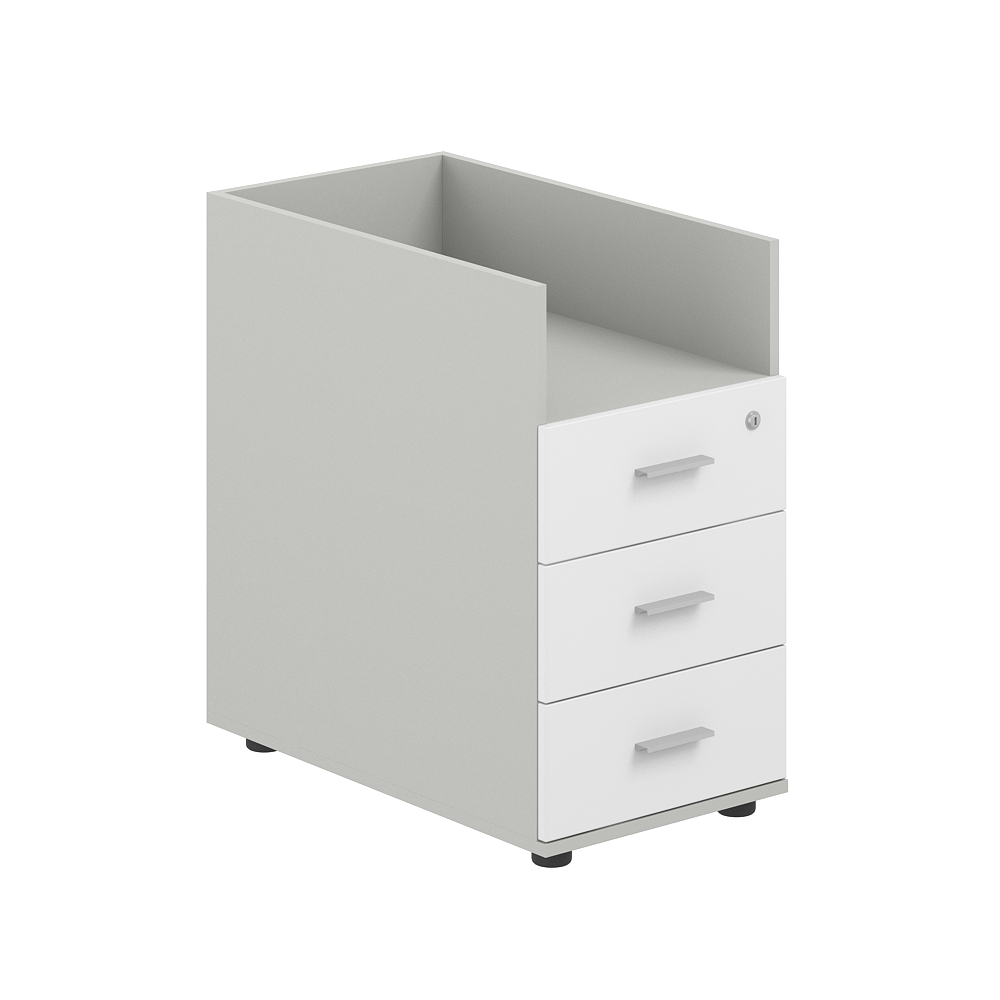 Тумба приставная 400х700х725 с 3 ящ. и нишей, с замком без топа SG.512.SH.WH