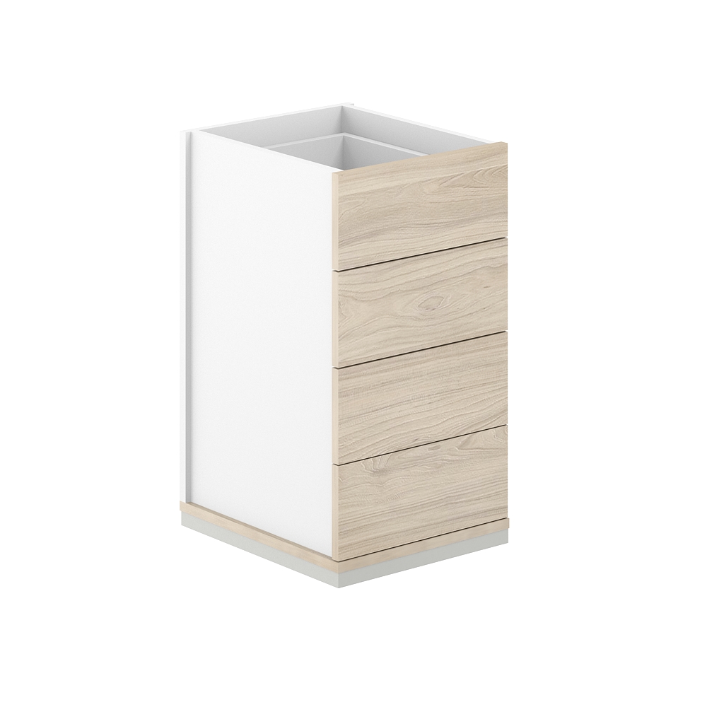 Тумба приставная 400х600х725 4 ящ. метаб., с замком, без топа AG.282.WH.AR.AR