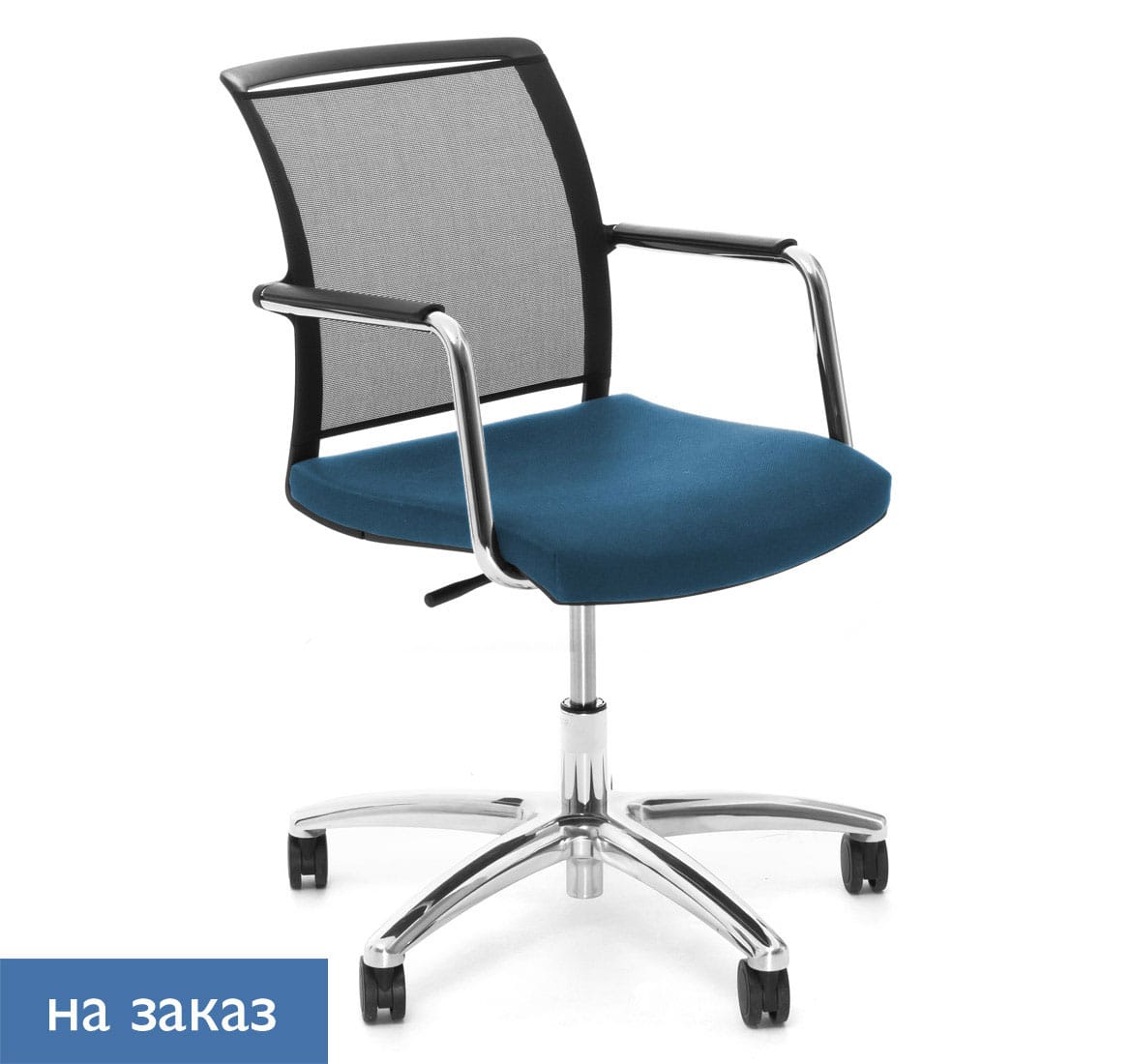 MAGNA/G Кресло,5-луч, колеса ГОЛУБОЙ/ХРОМ